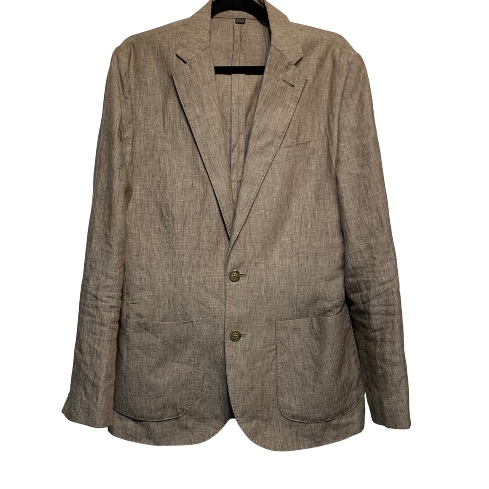 J. Crew Ludlow Slim-fit 36R Unstructured Suit Jacket Cotton-linen Blazer Brown